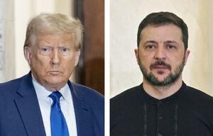 トランプ米大統領、ウクライナのゼレンスキー大統領(ともにゲッティ=共同)