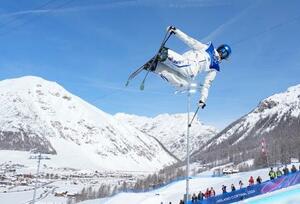 女子ハーフパイプで2連覇を達成した谷愛凌=リビーニョ(共同)