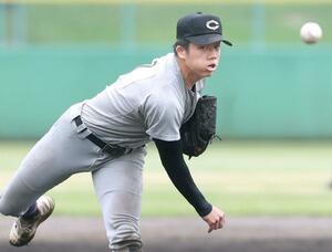 新潟-中越 完封した中越の主戦石山愛輝=新発田市五十公野(写真映像部・新井田悠)