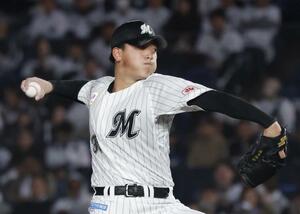 日本ハム戦に先発し、7回無失点で今季初勝利を挙げたロッテ・田中晴也=ZOZOマリン