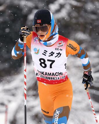 女子５キロクラシカル　３位に入賞した久保田美有（長野・飯山、津南中出）＝十日町市