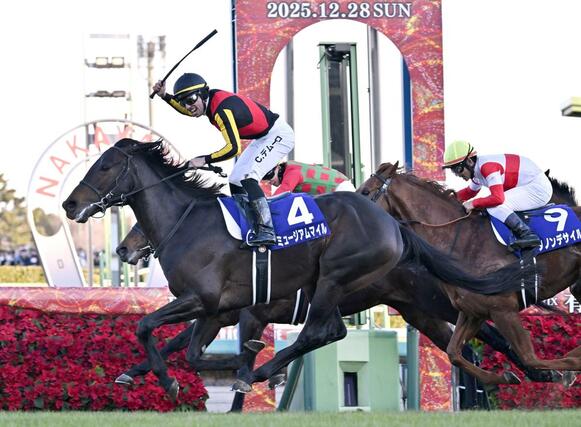 第７０回有馬記念を制したクリスチャン・デムーロ騎乗のミュージアムマイル＝中山競馬場