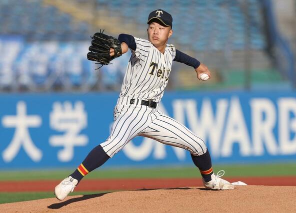 英明－帝京長岡　帝京長岡の先発工藤壱朗＝明治神宮野球場