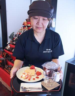 もてなし家で提供している越後姫プレート＝長岡市島崎