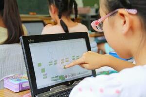 算数の授業でタブレット端末を操作する児童(イメージ)