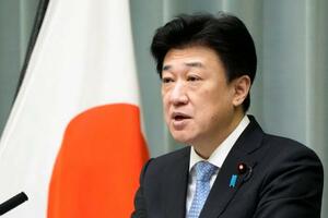 記者会見する木原官房長官=14日午前、首相官邸