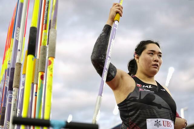 DLファイナルで女子やり投げの競技に臨む北口榛花=8月、チューリヒ(共同)