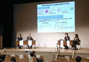 経営者らが働きやすい職場づくりを語ったシンポジウム=17日、新潟市中央区