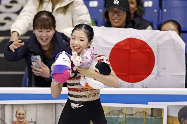女子ＳＰの演技を終えた中井亜美＝サスカトゥーン（共同）