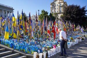 　ウクライナの首都キーウの「独立広場」＝１９日（共同）