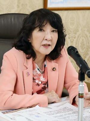 インタビューに応じる片山財務相
