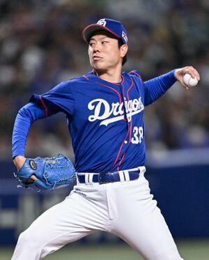 日本ハム戦に先発した中日・松葉=バンテリンドーム