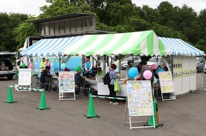 東京電力が柏崎刈羽原発の安全性などを説明したコミュニケーションブース＝長野県野沢温泉村