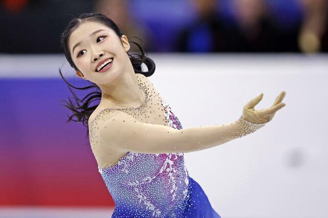 女子フリー　演技する中井亜美＝サスカトゥーン（共同）