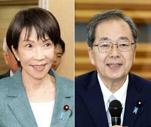 自民党の高市総裁(左)と公明党の斉藤代表