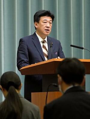 　記者会見する木原官房長官＝１２日午前、首相官邸