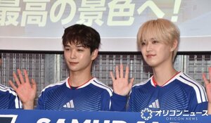 サッカー日本代表の活躍に期待を寄せた（左から）後藤威尊、白岩瑠姫 （C）ORICON NewS inc.