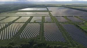 釧路湿原周辺に建設された大規模太陽光発電所(メガソーラー)=8月、北海道釧路町