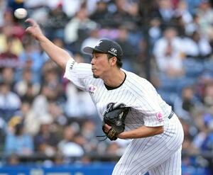 　５回途中に登板し、４勝目を挙げたロッテ・八木＝ＺＯＺＯマリン