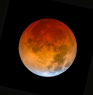 今回の月食の皆既直前の様子をシュミレーションした画像(沼澤茂美さん作成、提供)