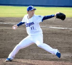 DeNAとの練習試合に登板した中日・中西=北谷