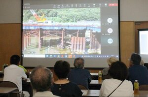 大河津分水大規模改修工事現場が公開された「バーチャル見学会」=燕市大川津