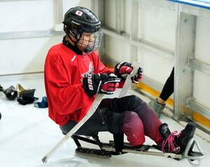 　パラアイスホッケー日本代表の森崎天夢＝２日、イタリア・ミラノ（共同）