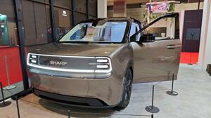 　シャープのＥＶ試作車＝２０２５年１０月、東京都江東区
