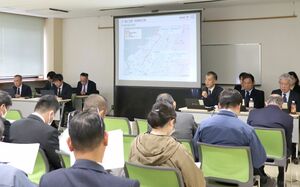 村上市・胎内市沖洋上風力発電事業での陸上工事の概要説明会=2024年11月25日、村上市