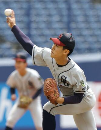 長野商業－関根学園　関根学園の先発・相沢怜磨＝エコスタ