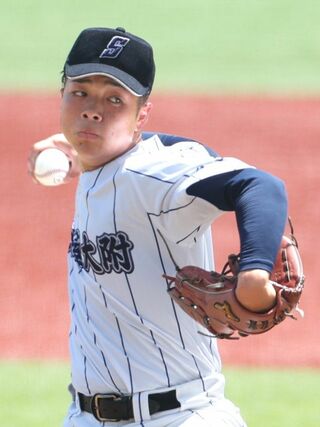 新潟産大付-帝京長岡 新潟産大付先発の小平乃希=7月24日、新潟市中央区長潟のハードオフ・エコスタジアム