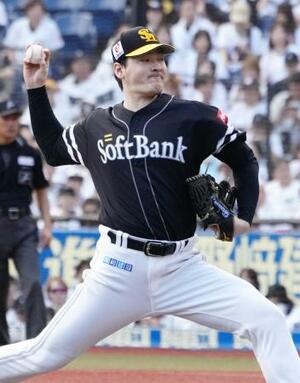 ロッテ戦に先発し、6回1失点で14勝目を挙げたソフトバンク・有原=ZOZOマリン