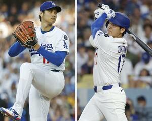 投打「二刀流」でプレーしたドジャースの大谷翔平=2025年6月、米ロサンゼルス(共同)