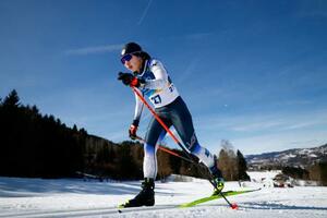 女子50キロクラシカルで力走する土屋正恵。23位だった=テーゼロ(共同)