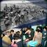 　旧満州に侵攻する旧ソ連軍（上）、涙を流す中国残留邦人たち＝東京・代々木の国立オリンピック記念青少年総合センター（右下）、中国残留孤児訴訟の原告団代表と握手をする当時の安倍首相（左下）のコラージュ（写真はタスなど）
