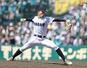 新潟産大付の2番手で登板し、4回を無失点に抑えた田中拓朗=甲子園