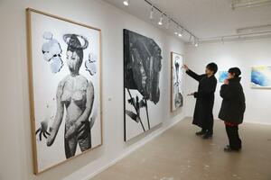 長岡アートコレクティブ模様が開いている企画展「眼差し」=長岡市殿町1