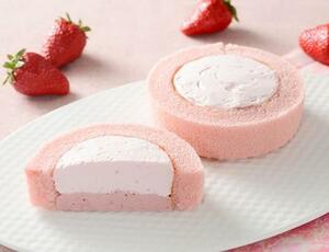 　ローソンの「ウチカフェ　プレミアムロールケーキ　とろける２層のストロベリー」