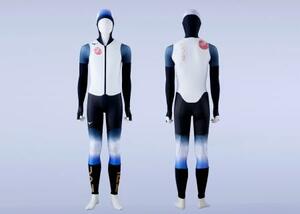 　ミラノ・コルティナ冬季五輪でスピードスケート日本代表が着用するレーシングスーツ（ミズノ提供）