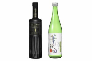 浜田酒造の芋焼酎「だいやめ」(左、浜田酒造提供)と北鹿の日本酒「華秋田」(北鹿提供)