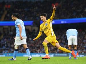 　マンチェスター・シティー戦でゴールを決めたブライトンの三笘薫＝７日、マンチェスター（ゲッティ＝共同）