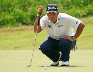 第2ラウンド、15ホールを終え暫定31位の松山英樹=TPCサウスウインド(共同)