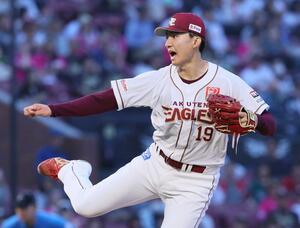 ロッテ戦に先発した楽天・荘司＝楽天モバイルパーク（河北新報社提供、佐藤琢磨撮影）