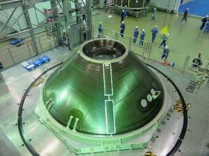 衛星を載せる台座=2021年2月、鹿児島県の種子島宇宙センター(JAXA提供)