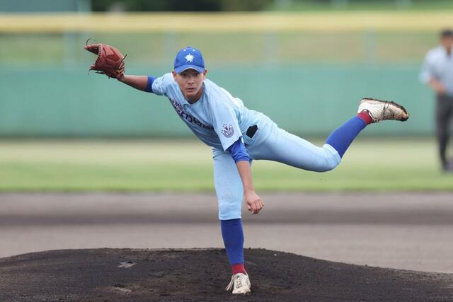日本文理－加茂暁星　加茂暁星の先発矢能快人＝新発田市五十公野
