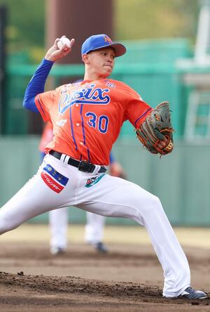 今季初の対外試合で先発を務めた能登嵩都=静岡市(写真映像部・富山翼)