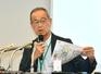 東京電力福島第1原発3号機の溶融核燃料(デブリ)取り出し工法について説明する更田豊志さん=2025年7月29日、東京都港区
