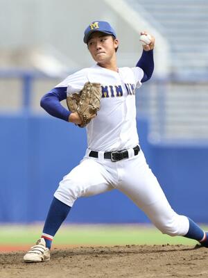 新発田南-十日町 1失点完投の新発田南の先発・小林佑=エコスタ