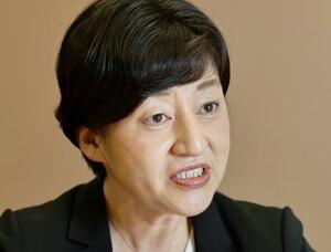 インタビューに応じる立憲民主党の松下玲子衆院議員
