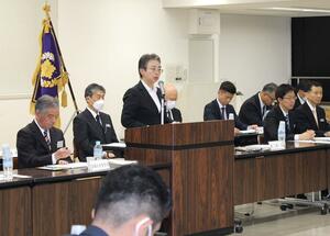 新年度の重点対策方針などを確認した県警署長会議=18日、県警本部